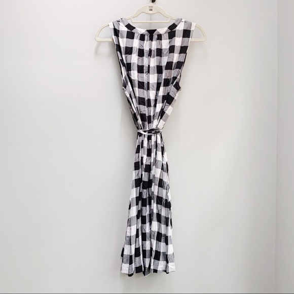 LOFT Buffalo Check Sleeveless Tie Waist Dress - Picture 2 of 8